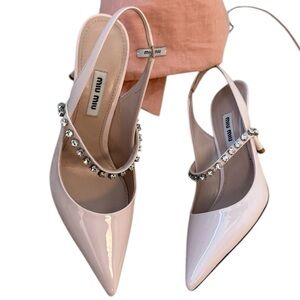 Miu Miu size 36 Pink Crystal slingbacks worm once for wedding- Pristine/New cond